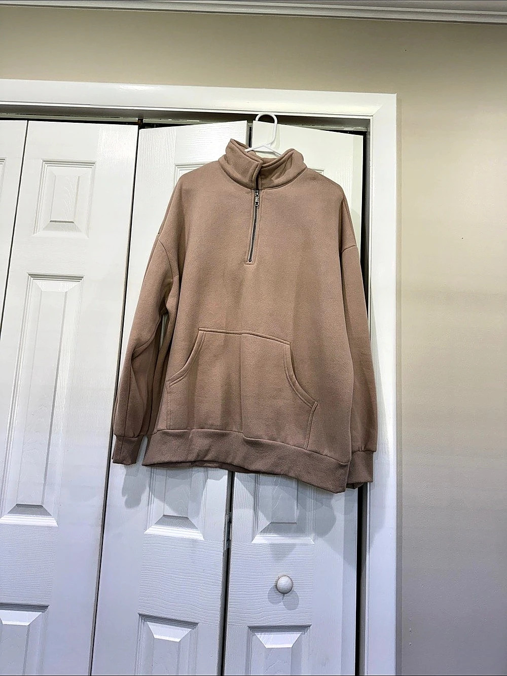 Quarter-Zip Hoodie in Brown Like New